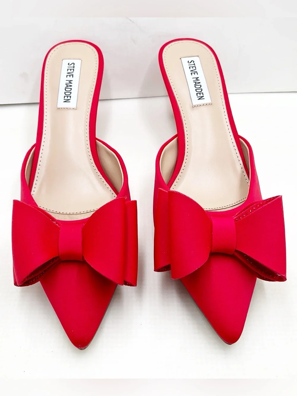 🆕{Steve Madden} Method Red Pointed-Toe Bow Mules - Picture 6 of 16